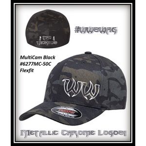 Hat - Flexfit Curved Bill #6277-BlackCamo w/Chrome
